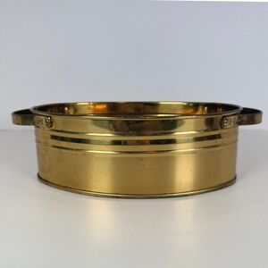 Vintage Brass Oval Planter Pot with Handles Decorative Accent